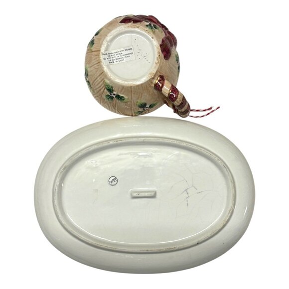 Vintage WBI Cookies For Santa Holly & Bow Ceramic Teacup & Saucer Set - Picture 8 of 10